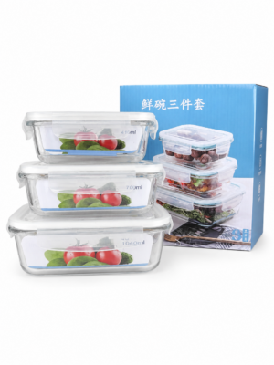 Set Hermetico Vidrio x3 Recto Transparente SUONO